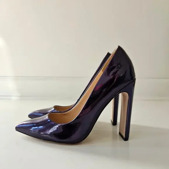 Paper Dolls London Asos Metallic Navy Court Heels Size US 6 EU 37 - Picture 4 of 10